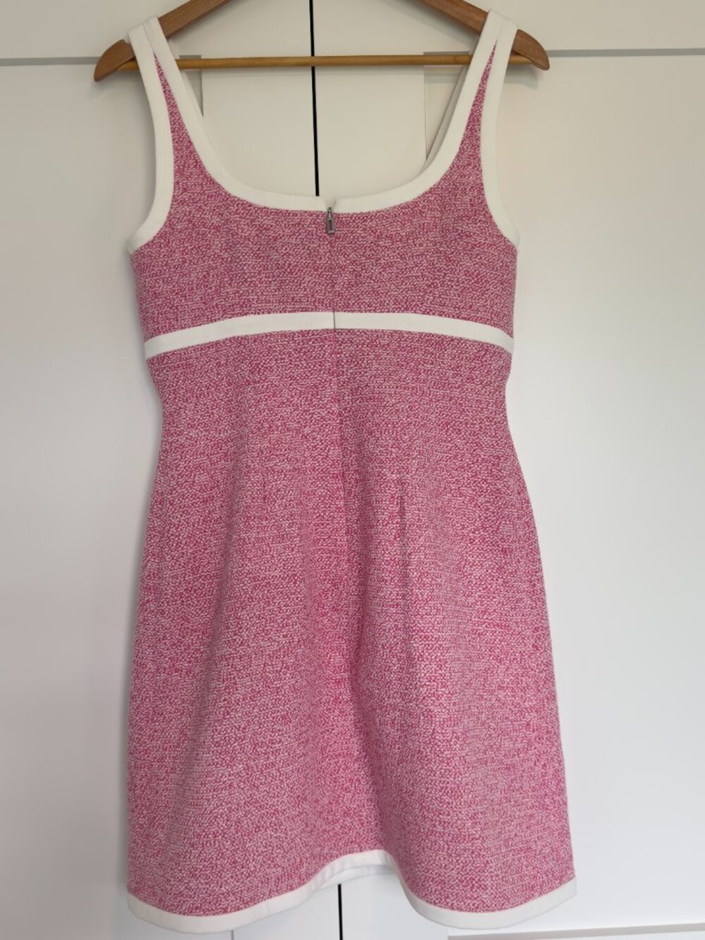 Karl Lagerfeld Paris Pink Tweed Square Neck Mini Dress- Size 4- As seen on "You" - Picture 2 of 5